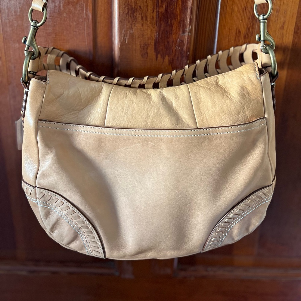 Coach Poppy Whipstitch Leather Hobo Crossbody Bag Saddle Tan 19004 Y2K Boho - Picture 7 of 10